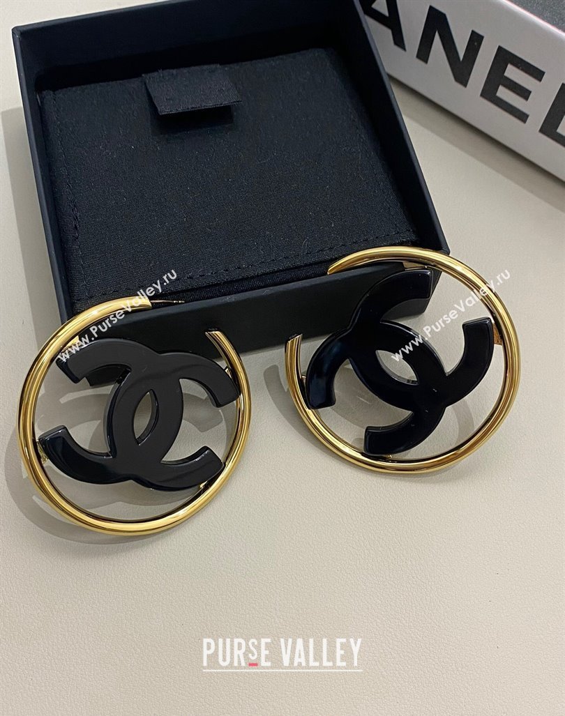 Chanel CC Hoop Earrings Black 2024 ABD158 (YF-240614104)