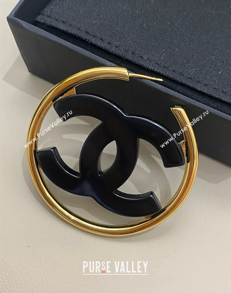 Chanel CC Hoop Earrings Black 2024 ABD158 (YF-240614104)