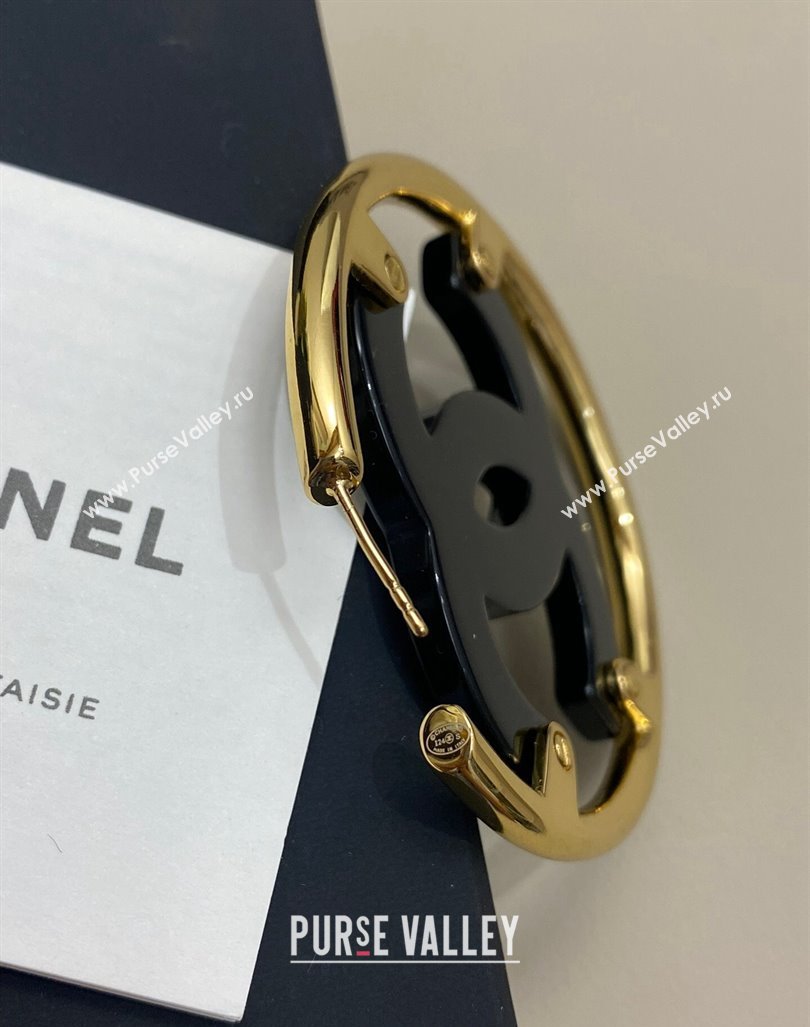 Chanel CC Hoop Earrings Black 2024 ABD158 (YF-240614104)