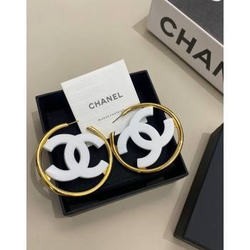 Chanel CC Hoop Earrings White 2024 ABD158 (YF-240614105)