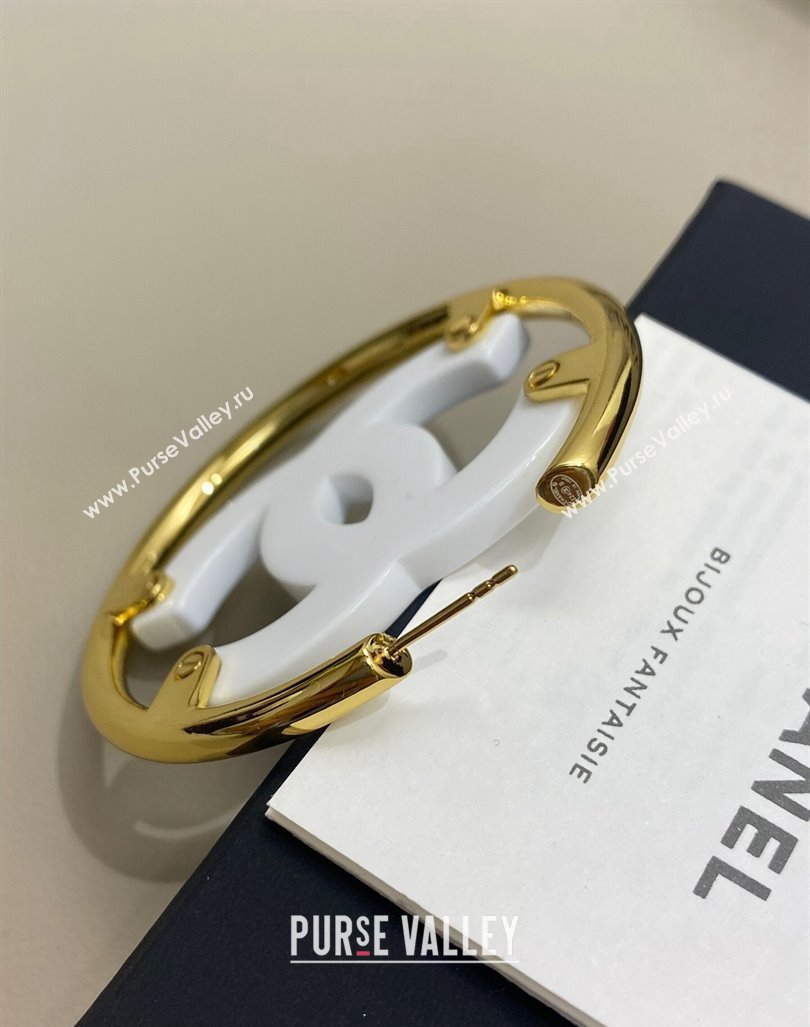 Chanel CC Hoop Earrings White 2024 ABD158 (YF-240614105)