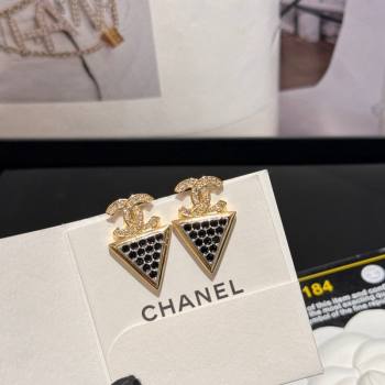 Chanel Triangle Short Earrings Black Strass 2024 0614 (YF-240614111)