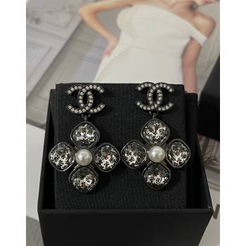 Chanel Strass Short Earrings Black 2024 0614 (YF-240614115)