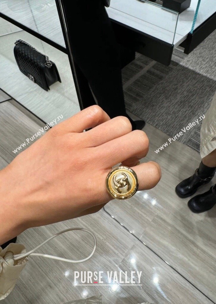 Chanel CC Ring White/Gold 2024 0912 (YF-240912063)