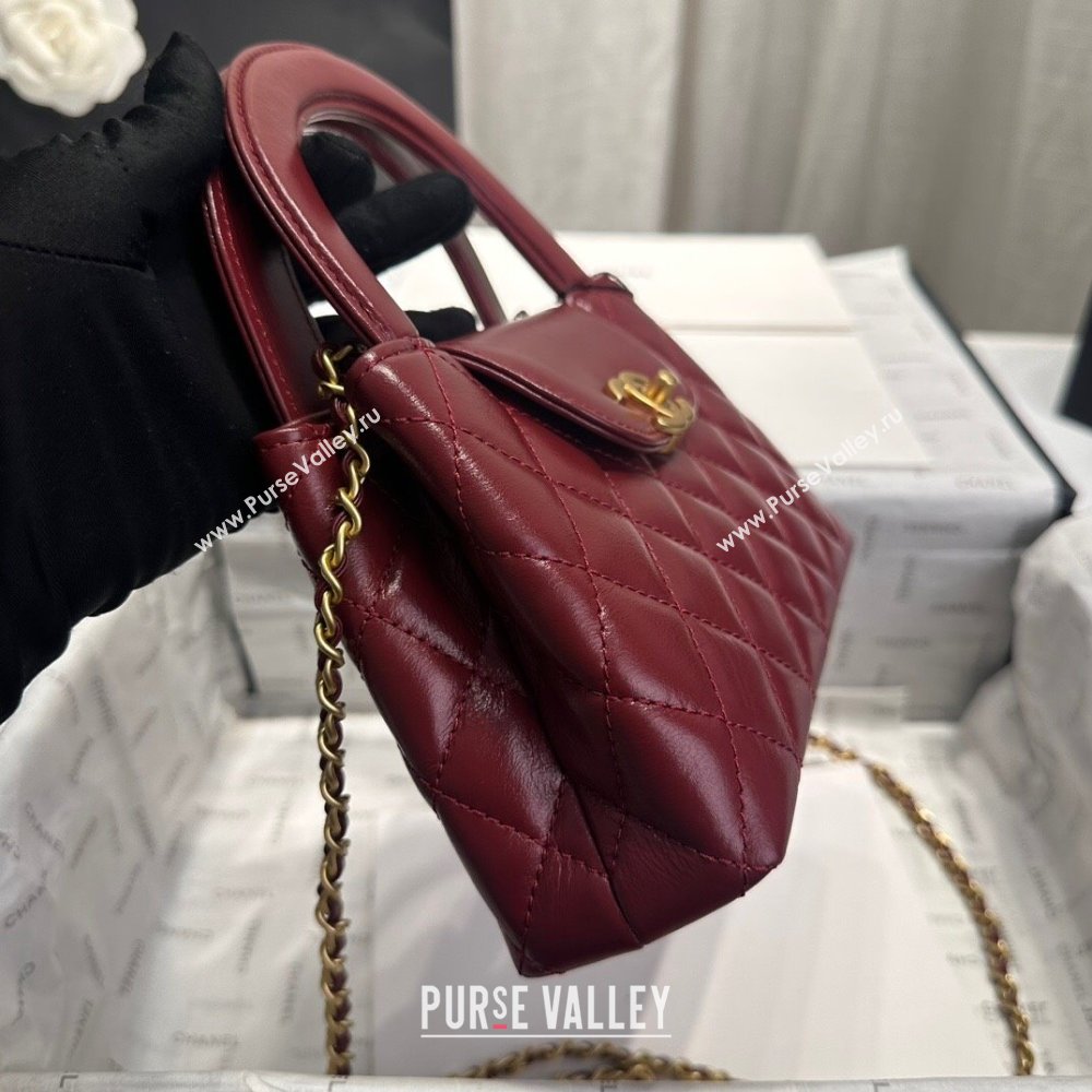 Chanel Shiny Calfskin Mini Shopping Bag AS4416 Dak Burgundy 2024 (yezi-240927055)