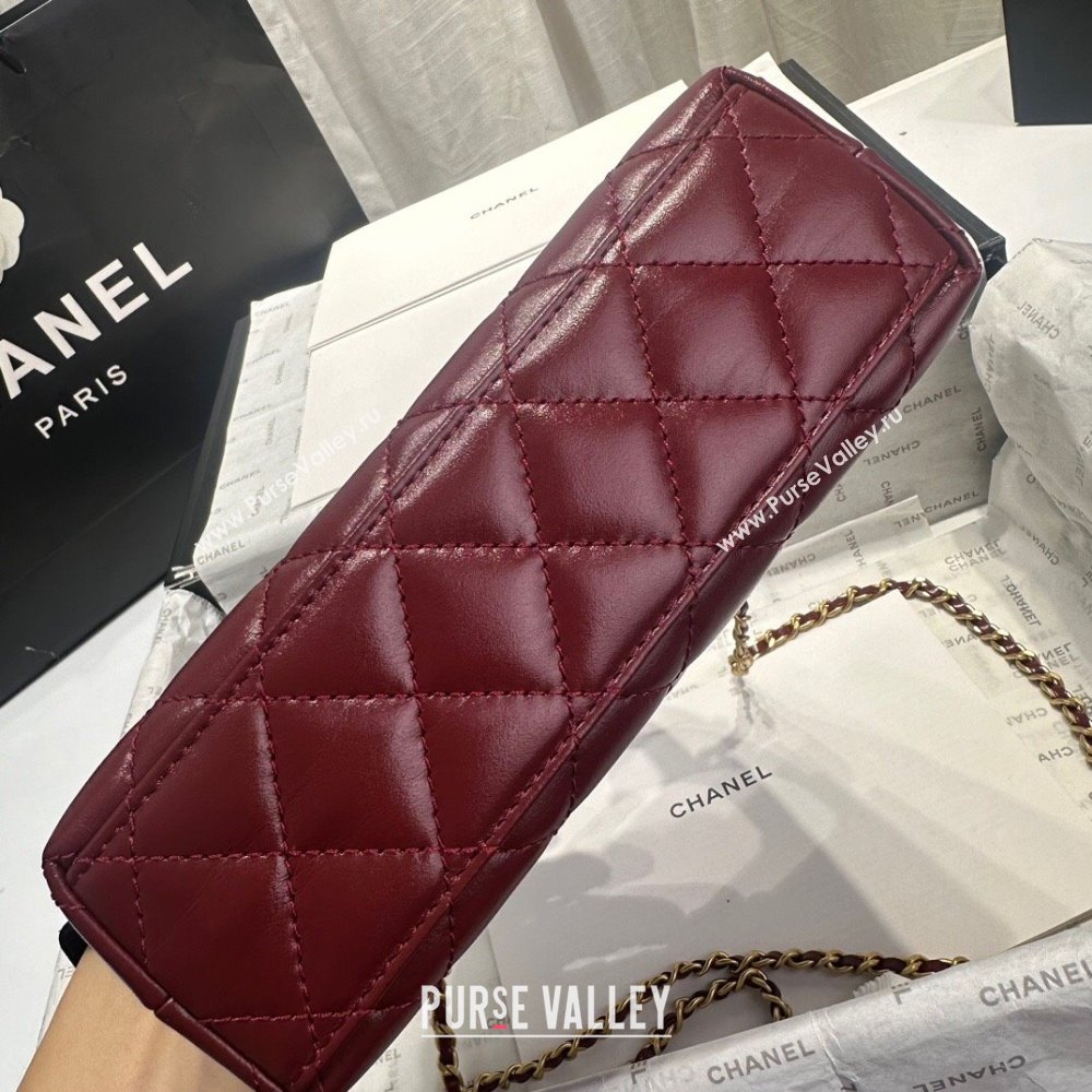 Chanel Shiny Calfskin Mini Shopping Bag AS4416 Dak Burgundy 2024 (yezi-240927055)