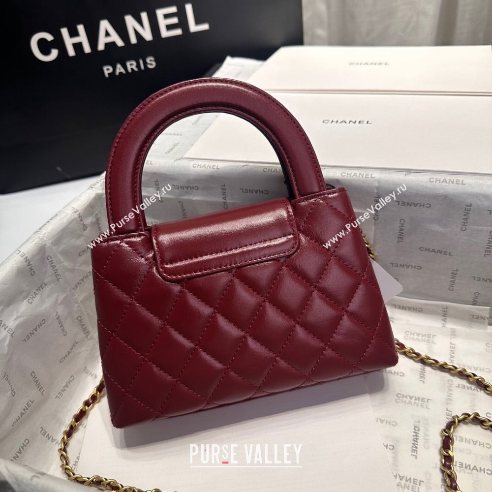 Chanel Shiny Calfskin Mini Shopping Bag AS4416 Dak Burgundy 2024 (yezi-240927055)