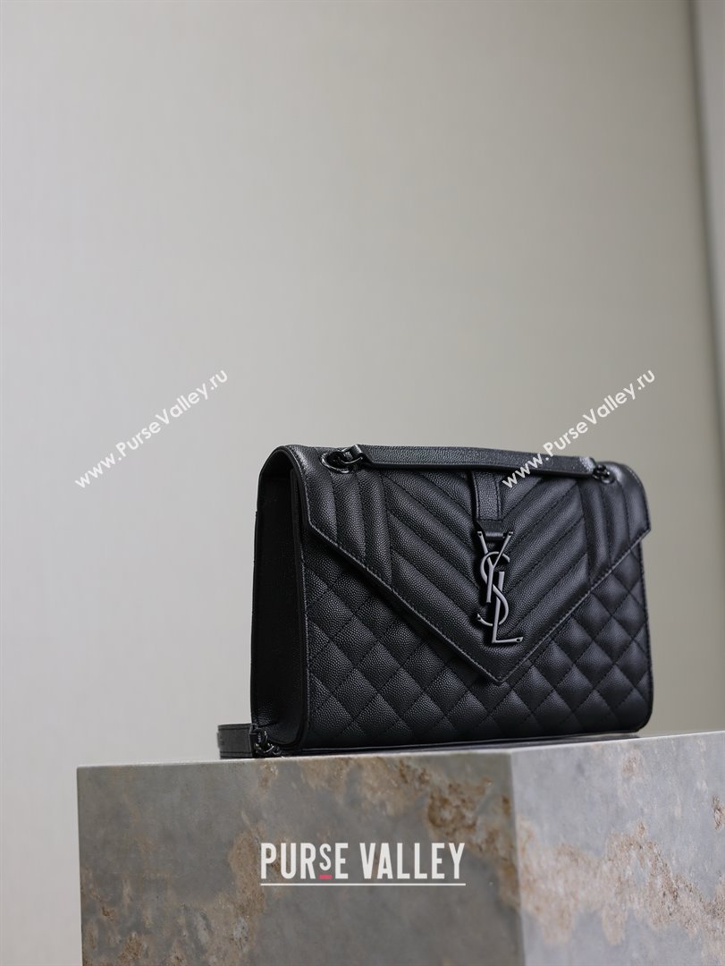 Saint Laurent Envelope Medium Bag in Grained Leather 487206 All Black 2025 (MHUI-25010806)