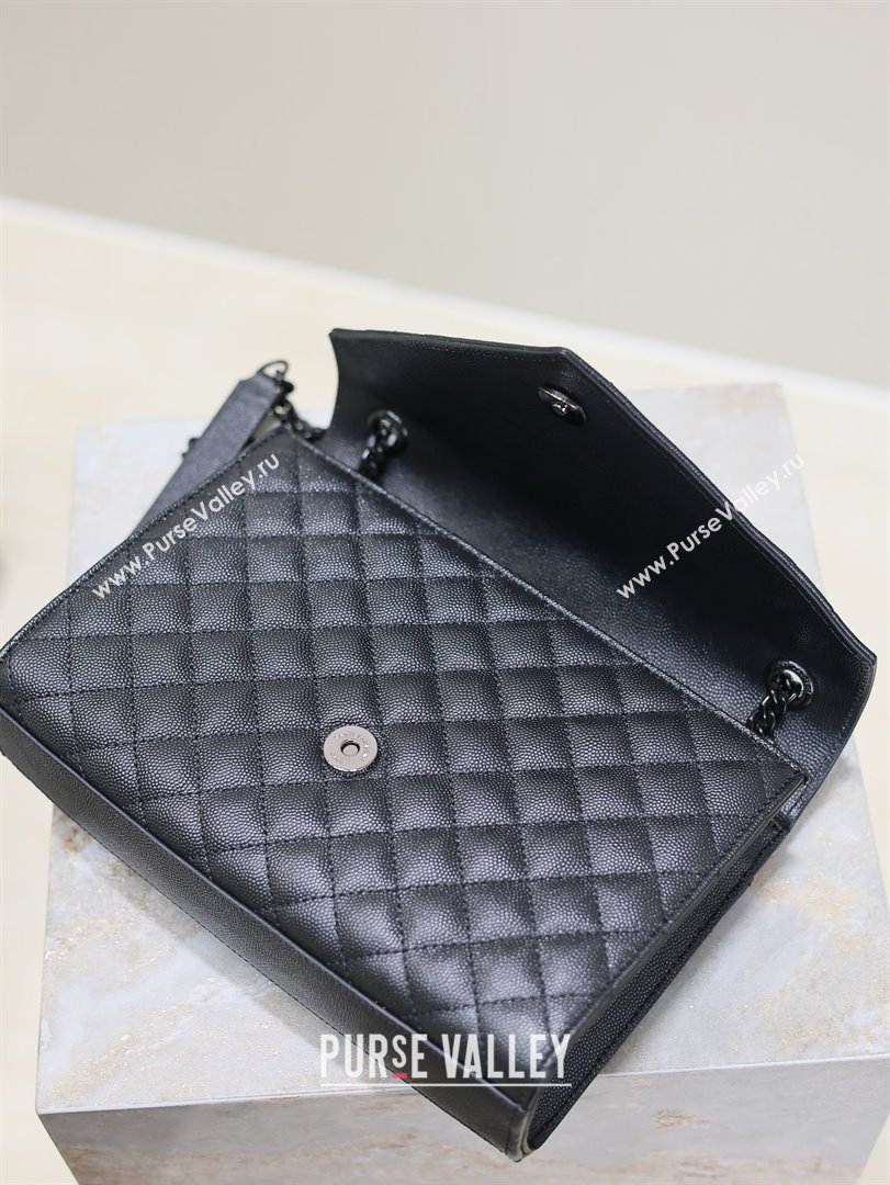 Saint Laurent Envelope Medium Bag in Grained Leather 487206 All Black 2025 (MHUI-25010806)