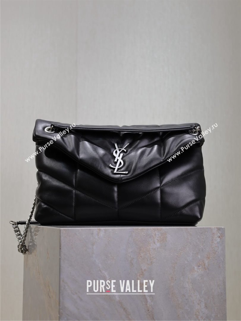 Saint Laurent Puffer Medium Bag in Nappa Leather 577475 Black/Silver 2025 (MHUI-25010805)