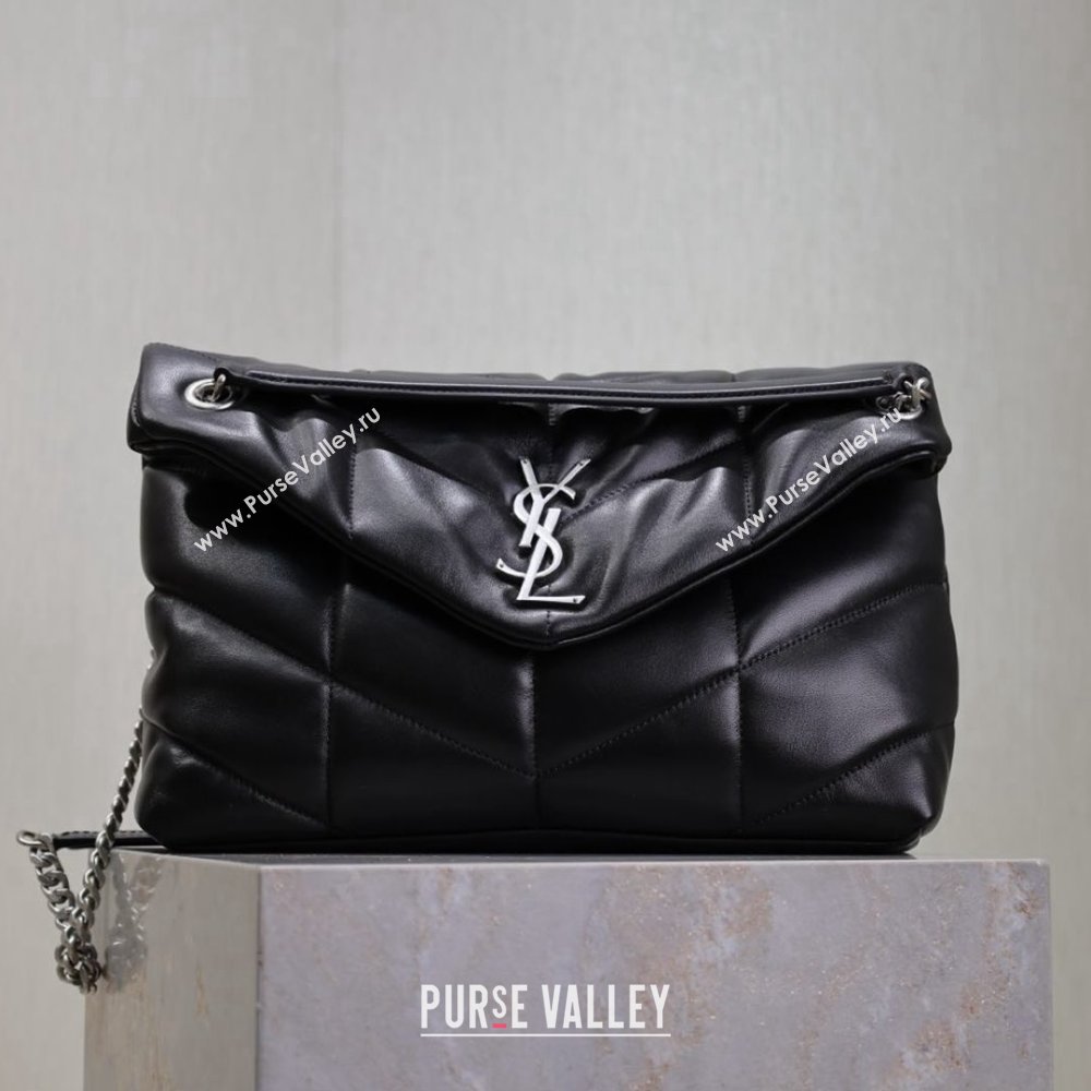 Saint Laurent Puffer Medium Bag in Nappa Leather 577475 Black/Silver 2025 (MHUI-25010805)