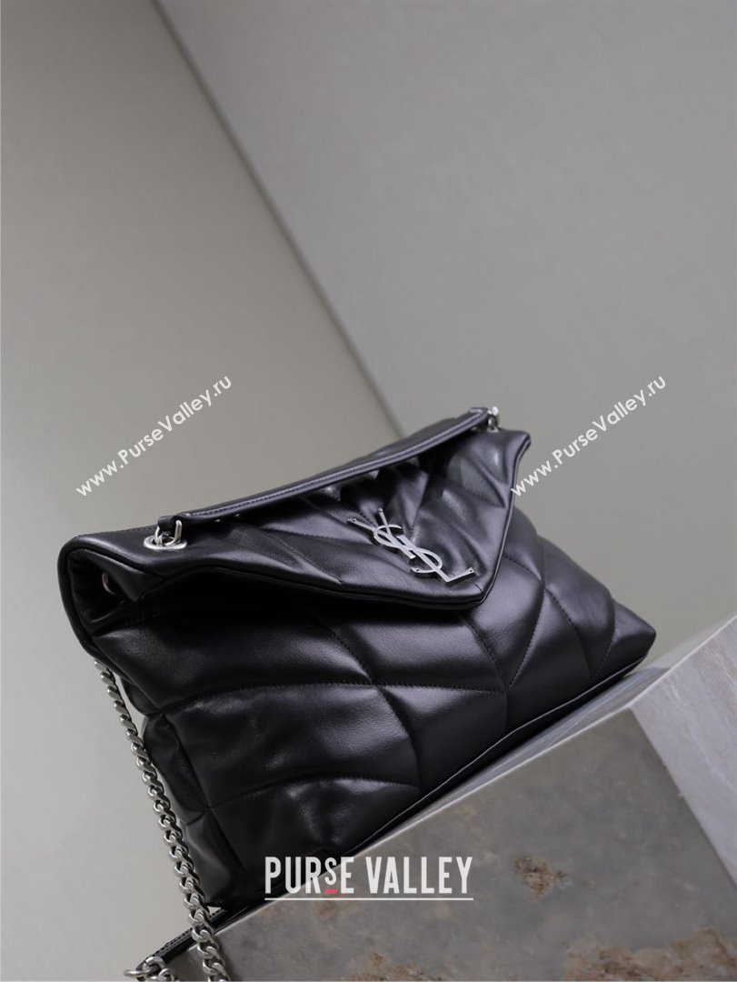 Saint Laurent Puffer Medium Bag in Nappa Leather 577475 Black/Silver 2025 (MHUI-25010805)