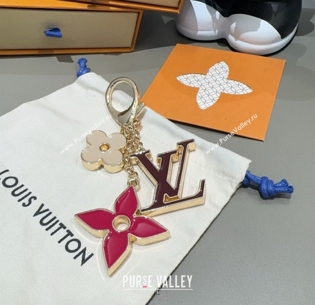 Louis Vuitton Fleur De Monogram Bag Charm and Key Holder Red 2025 0115 (A-250115070)