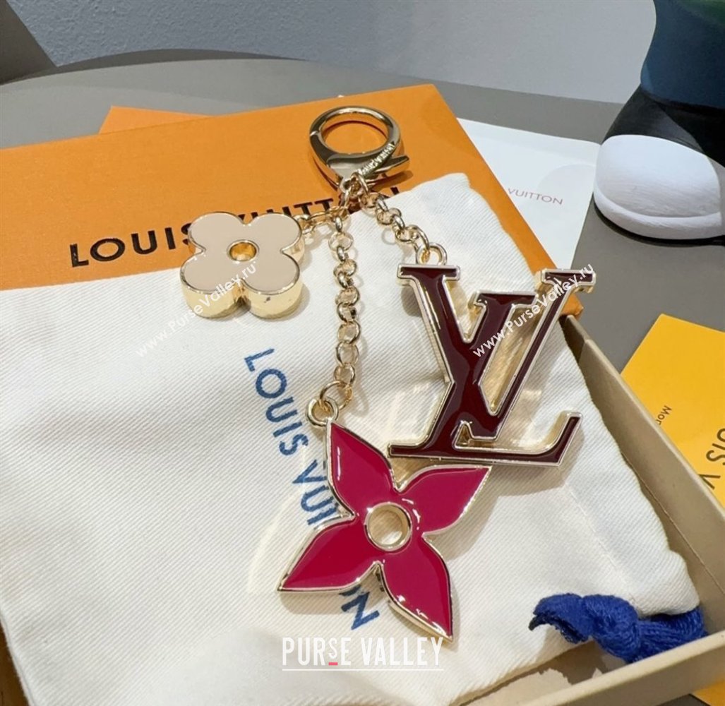 Louis Vuitton Fleur De Monogram Bag Charm and Key Holder Red 2025 0115 (A-250115070)