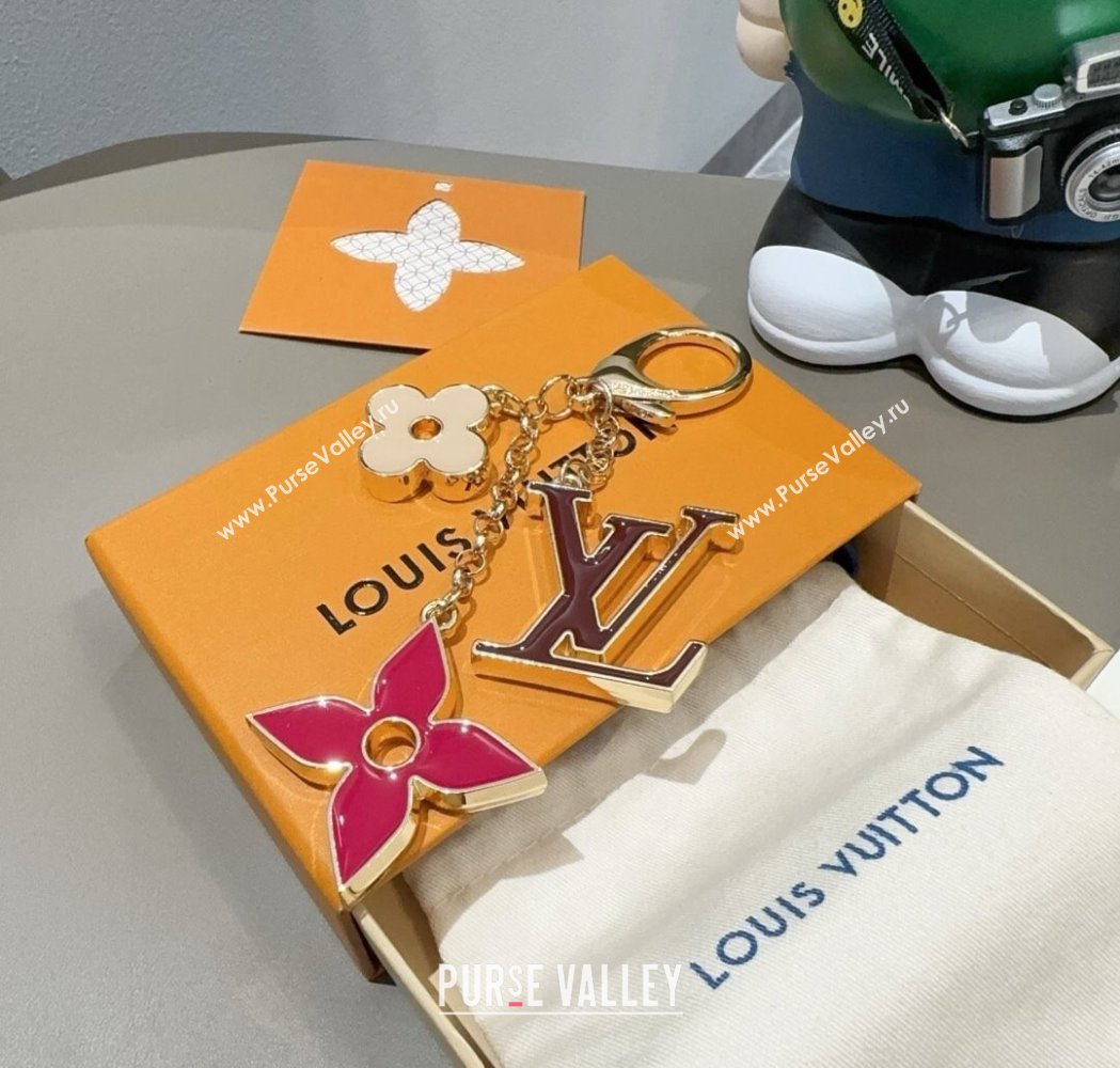 Louis Vuitton Fleur De Monogram Bag Charm and Key Holder Red 2025 0115 (A-250115070)