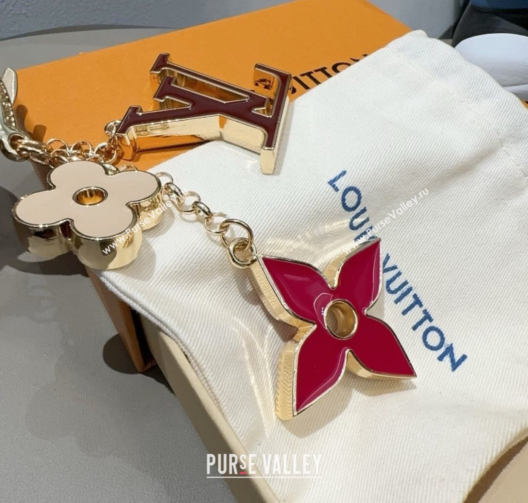 Louis Vuitton Fleur De Monogram Bag Charm and Key Holder Red 2025 0115 (A-250115070)
