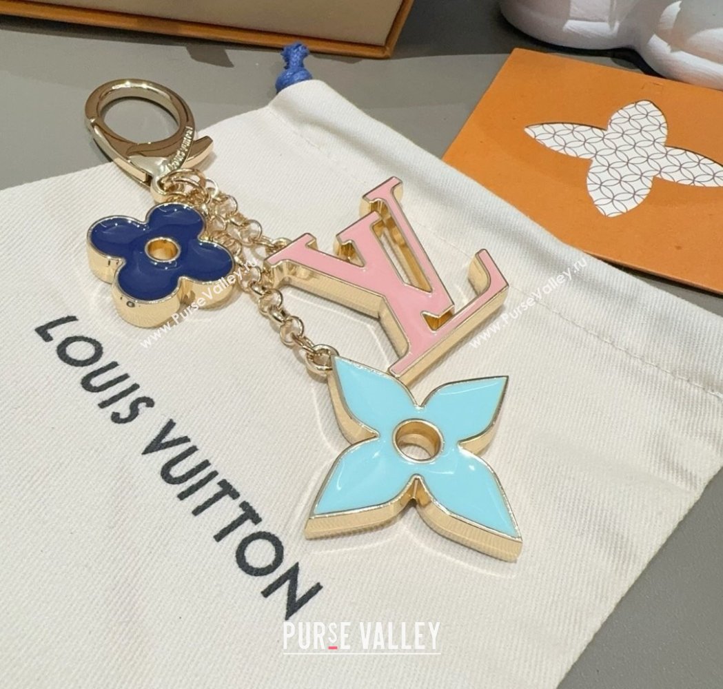 Louis Vuitton Fleur De Monogram Bag Charm and Key Holder Blue 2025 0115 (A-250115071)