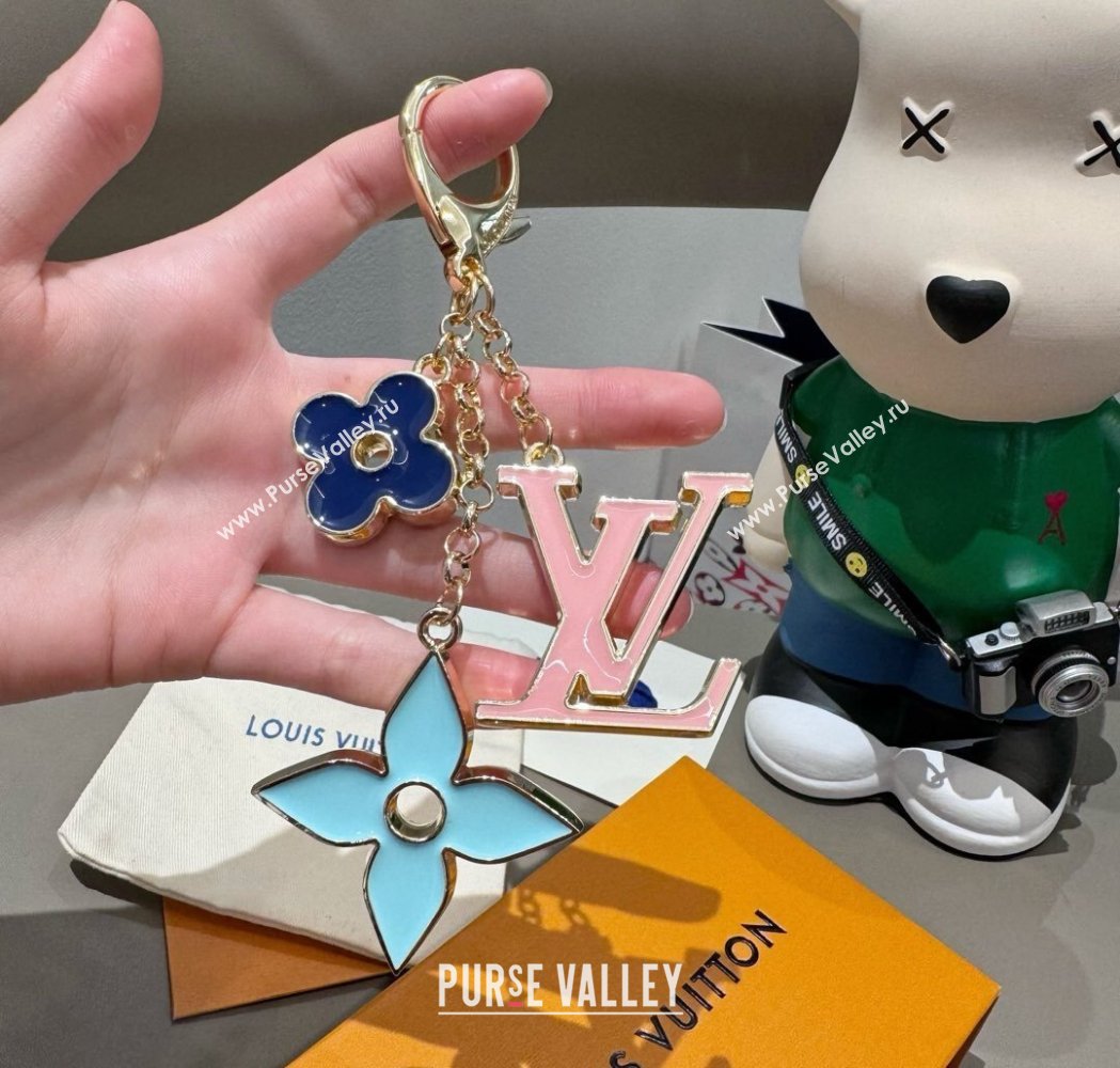 Louis Vuitton Fleur De Monogram Bag Charm and Key Holder Blue 2025 0115 (A-250115071)