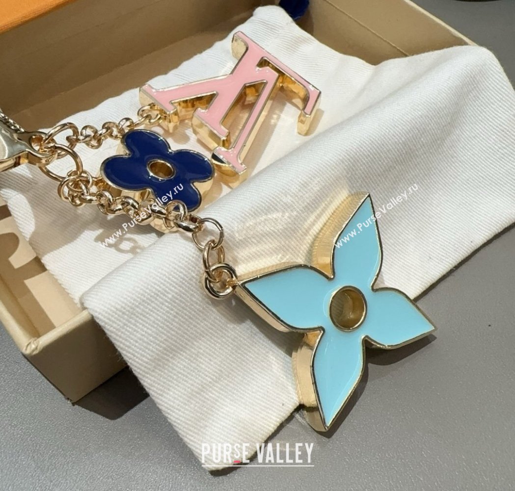 Louis Vuitton Fleur De Monogram Bag Charm and Key Holder Blue 2025 0115 (A-250115071)