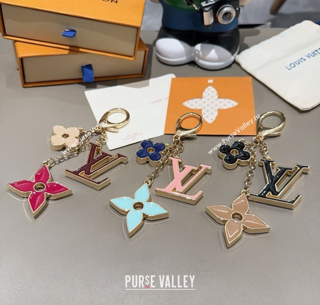 Louis Vuitton Fleur De Monogram Bag Charm and Key Holder Blue 2025 0115 (A-250115071)