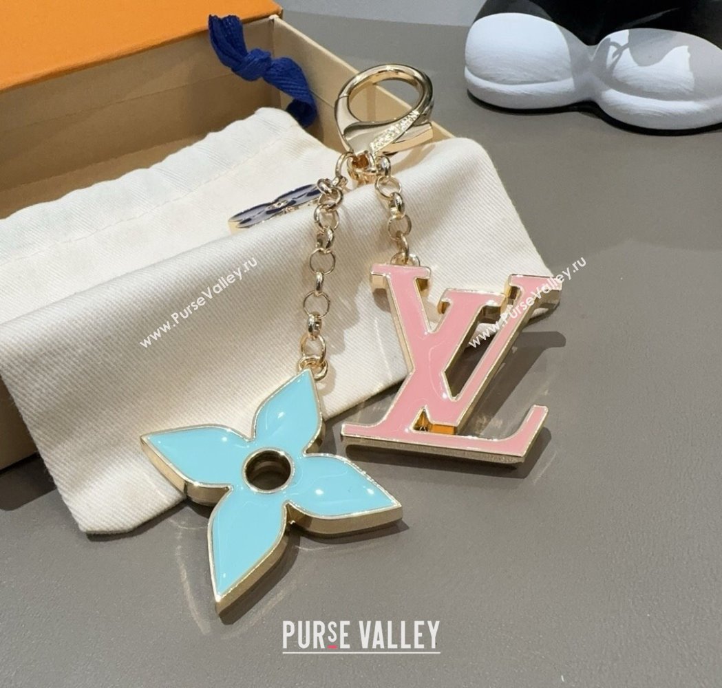 Louis Vuitton Fleur De Monogram Bag Charm and Key Holder Blue 2025 0115 (A-250115071)
