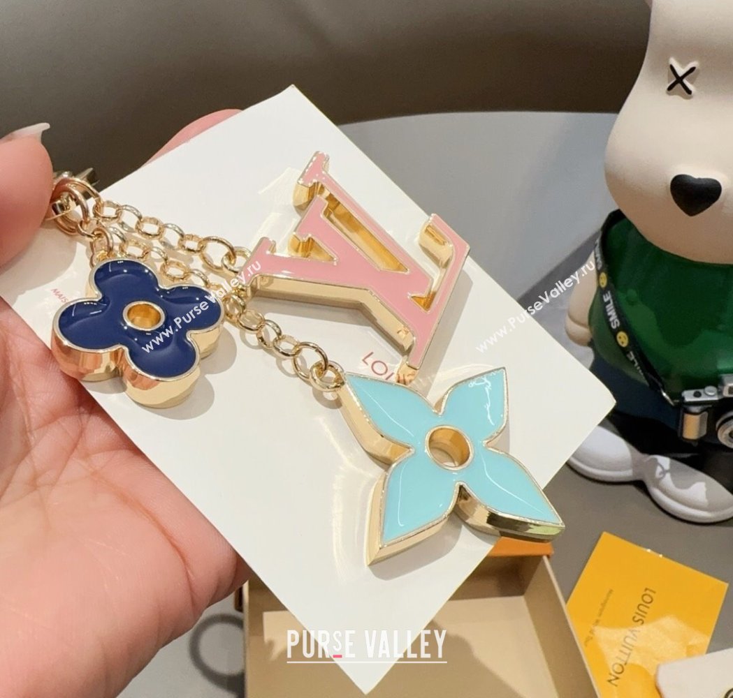 Louis Vuitton Fleur De Monogram Bag Charm and Key Holder Blue 2025 0115 (A-250115071)