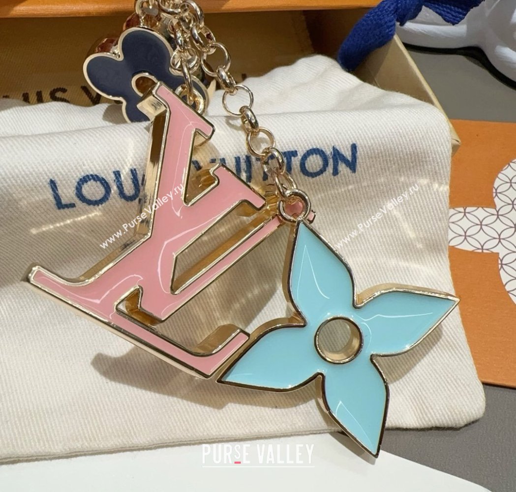 Louis Vuitton Fleur De Monogram Bag Charm and Key Holder Blue 2025 0115 (A-250115071)