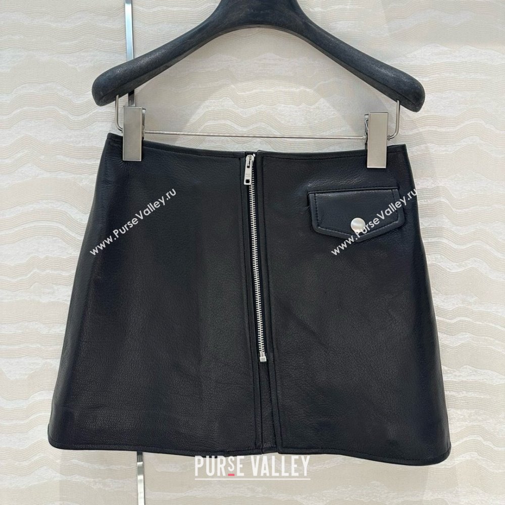 Prada Lambskin Skirt P031120 Black 2025 (Q-25031120)