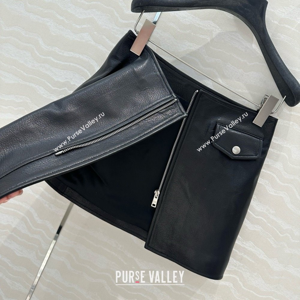 Prada Lambskin Skirt P031120 Black 2025 (Q-25031120)