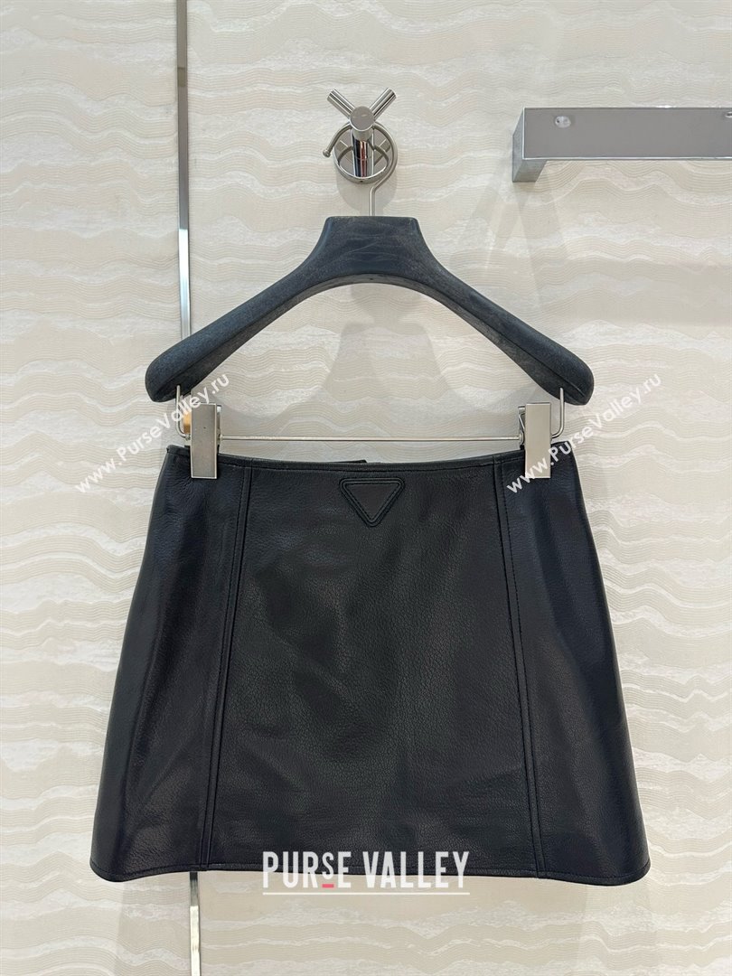 Prada Lambskin Skirt P031120 Black 2025 (Q-25031120)