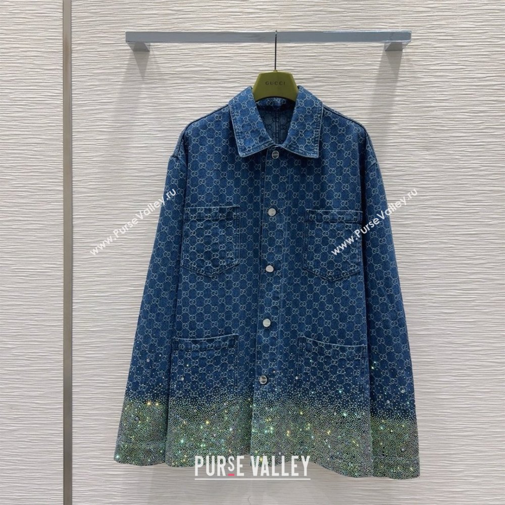 Gucci GG Shirt with Crystals G031102 Blue 2025 (Q-25031102)