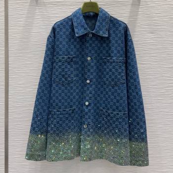 Gucci GG Shirt with Crystals G031102 Blue 2025 (Q-25031102)