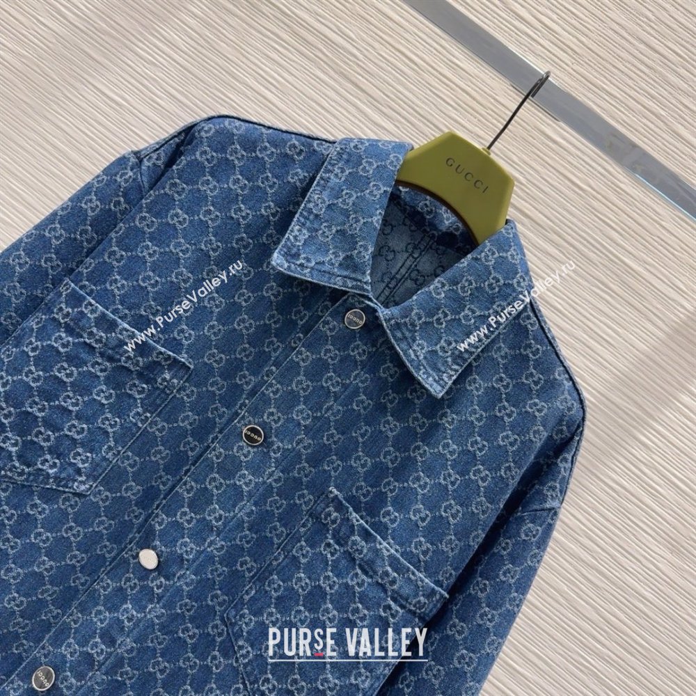 Gucci GG Shirt with Crystals G031102 Blue 2025 (Q-25031102)