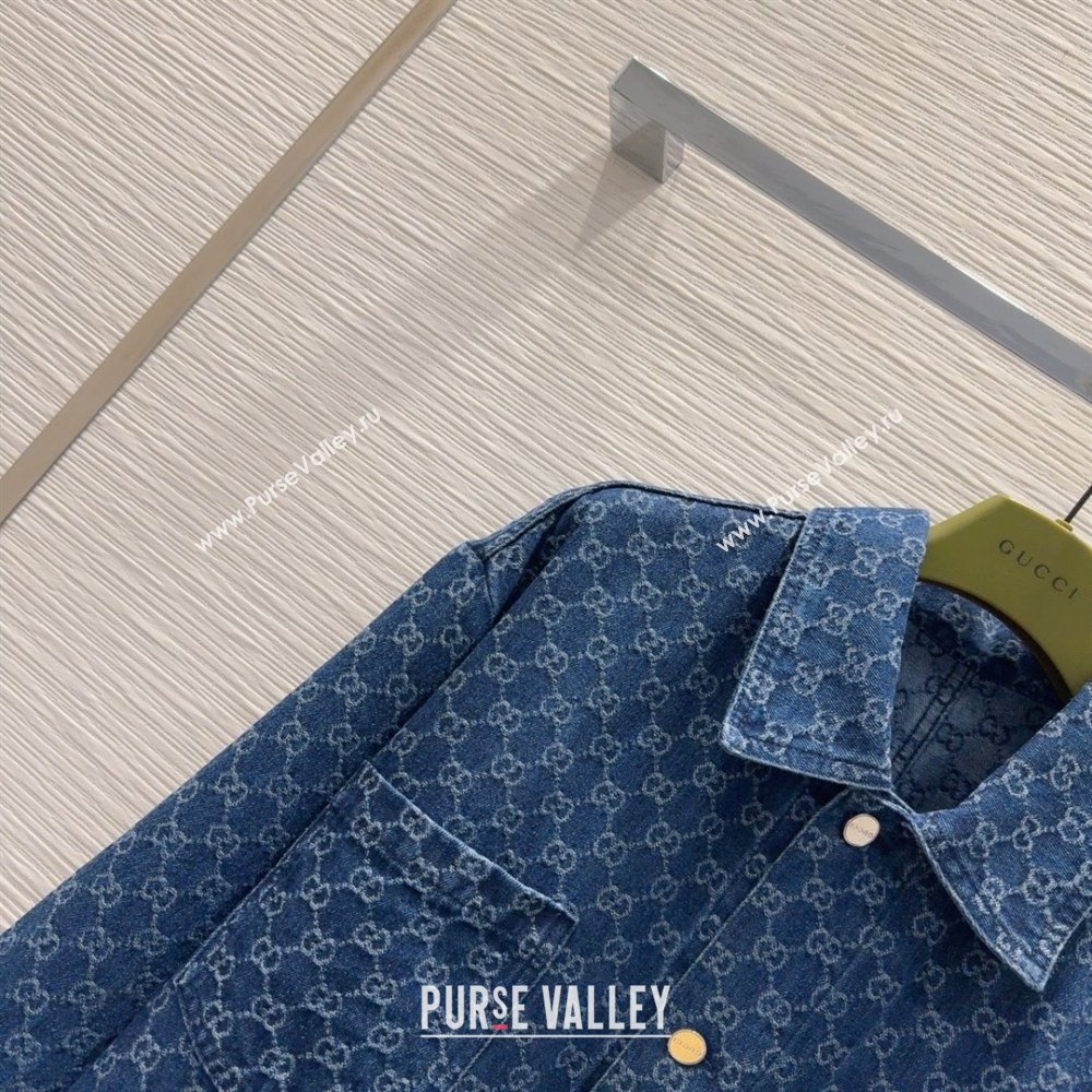 Gucci GG Shirt with Crystals G031102 Blue 2025 (Q-25031102)