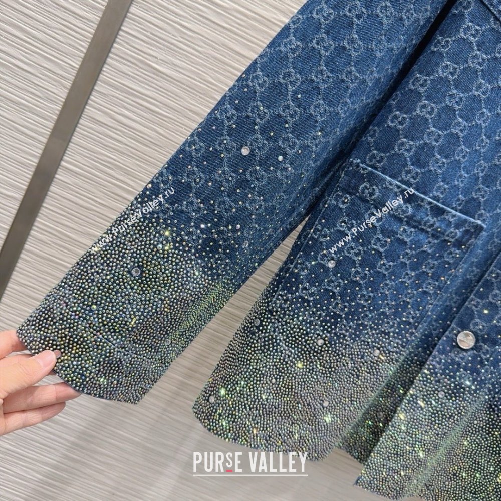 Gucci GG Shirt with Crystals G031102 Blue 2025 (Q-25031102)