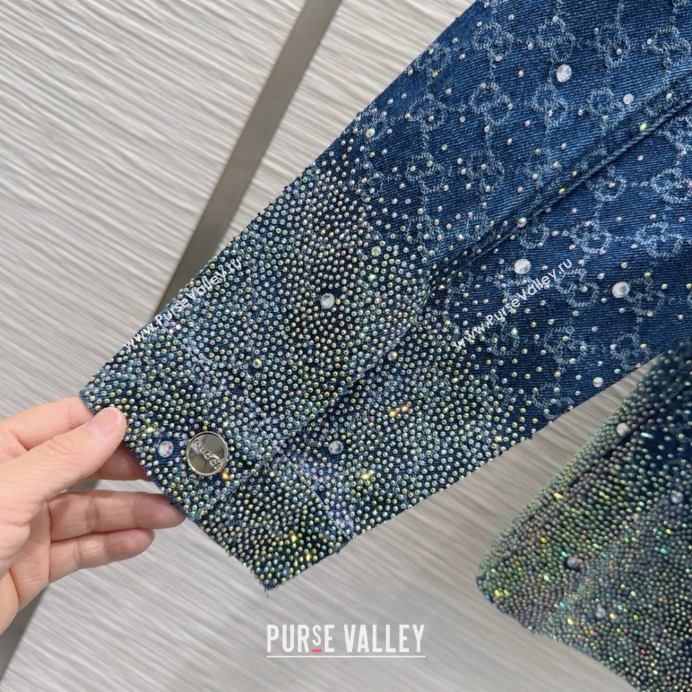 Gucci GG Shirt with Crystals G031102 Blue 2025 (Q-25031102)