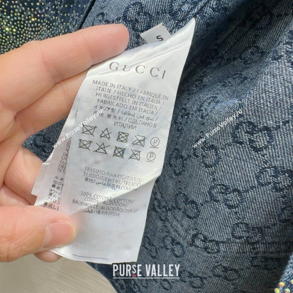 Gucci GG Shirt with Crystals G031102 Blue 2025 (Q-25031102)