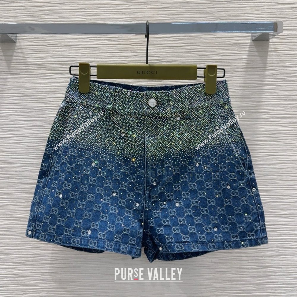 Gucci GG Shorts with Crystals G031103 Blue 2025 (Q-25031103)