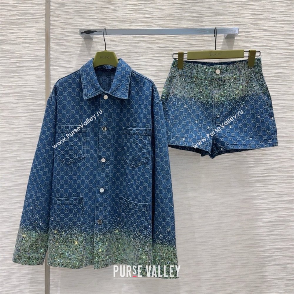 Gucci GG Shorts with Crystals G031103 Blue 2025 (Q-25031103)