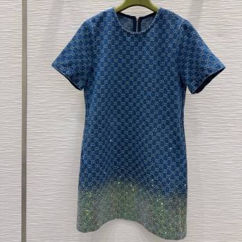 Gucci GG Dress with Crystals G031104 Blue 2025 (Q-25031104)