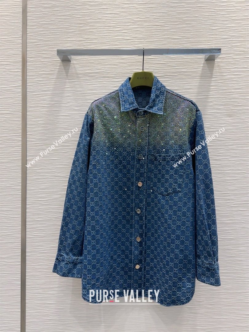 Gucci GG Shirt with Crystals G031106 Blue 2025 (Q-25031106)