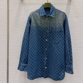 Gucci GG Shirt with Crystals G031106 Blue 2025 (Q-25031106)