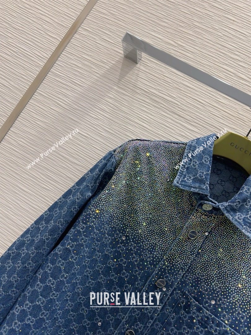 Gucci GG Shirt with Crystals G031106 Blue 2025 (Q-25031106)