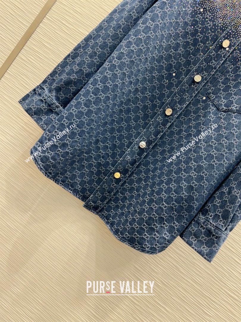 Gucci GG Shirt with Crystals G031106 Blue 2025 (Q-25031106)