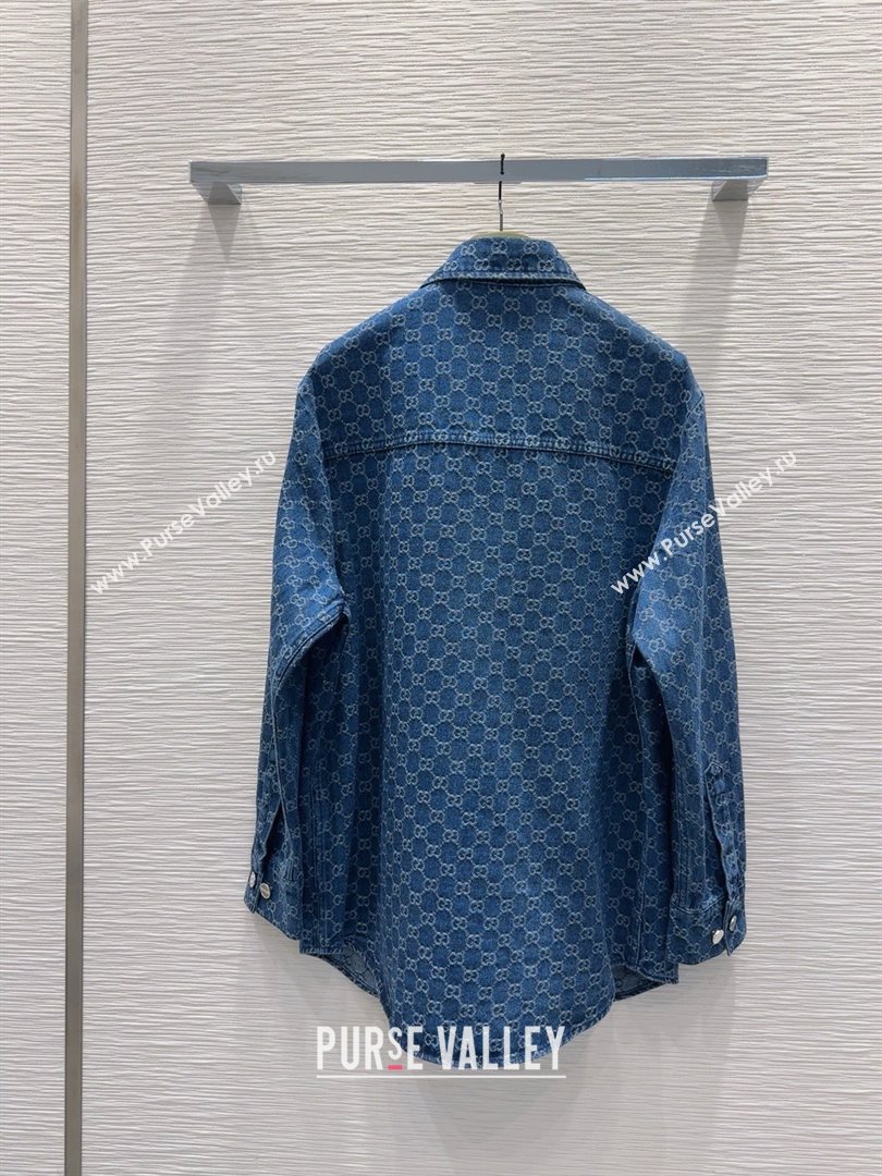 Gucci GG Shirt with Crystals G031106 Blue 2025 (Q-25031106)