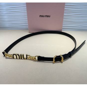 Miu Miu Letters Charm Chain Leather Belt 1.5cm Black 2025 0317 (99-250317046)