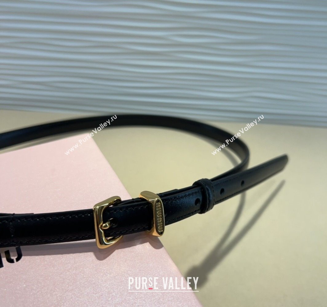 Miu Miu Letters Charm Chain Leather Belt 1.5cm Black 2025 0317 (99-250317046)
