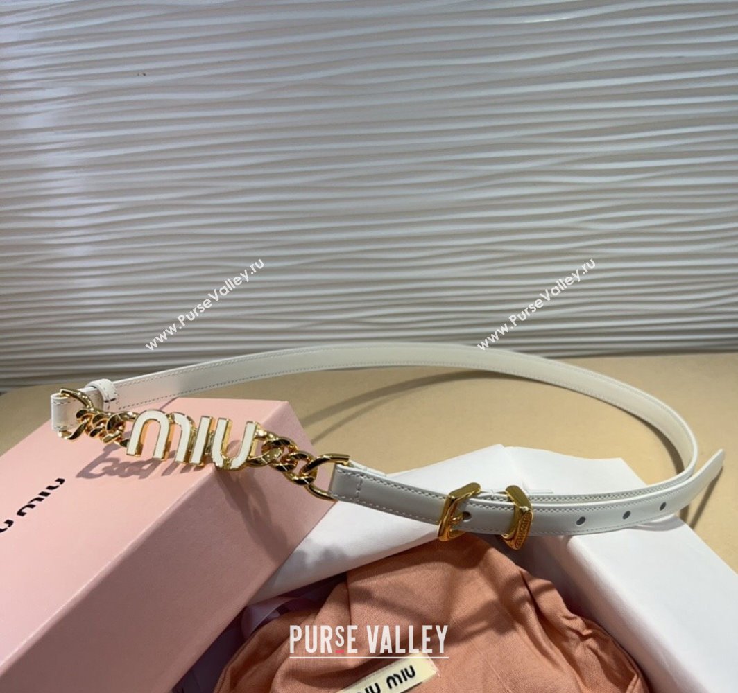 Miu Miu Letters Charm Chain Leather Belt 1.5cm White 2025 0317 (99-250317047)