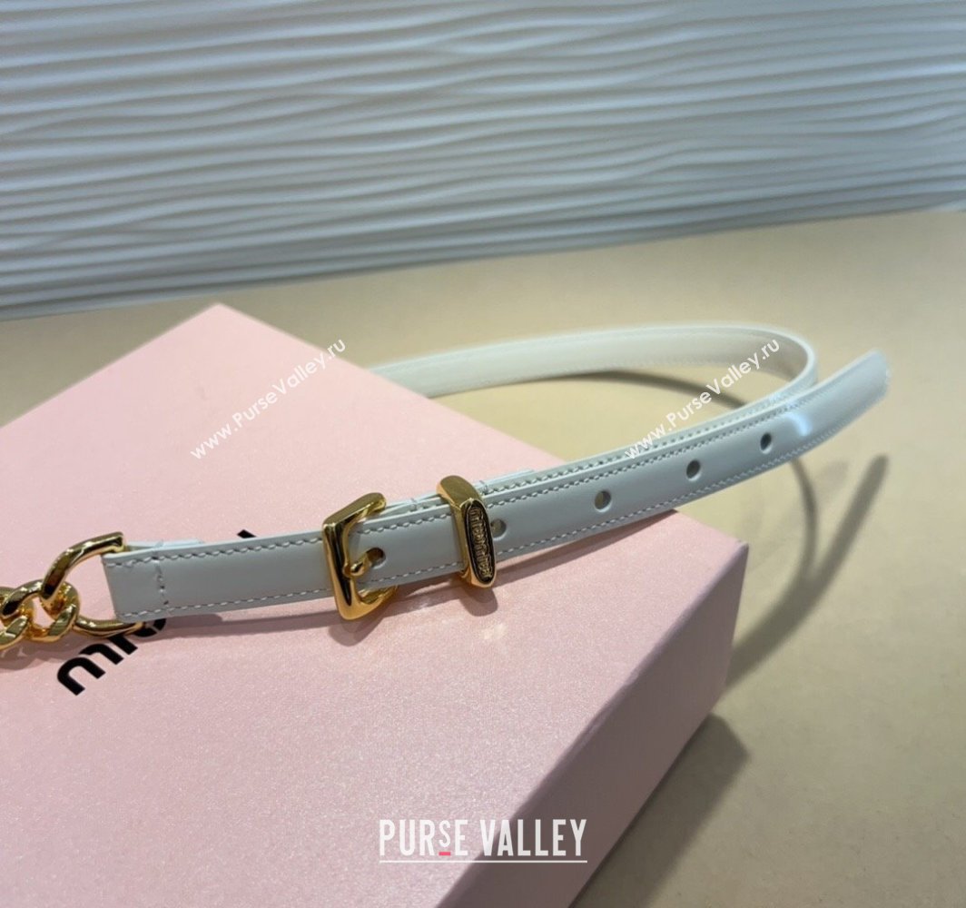 Miu Miu Letters Charm Chain Leather Belt 1.5cm White 2025 0317 (99-250317047)