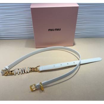 Miu Miu Letters Charm Chain Leather Belt 1.5cm White 2025 0317 (99-250317047)